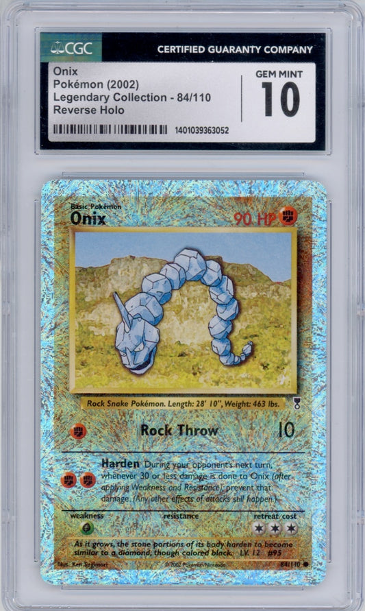 Pokemon Onix CGC 10 Legendary Collection Reverse *POP 14*