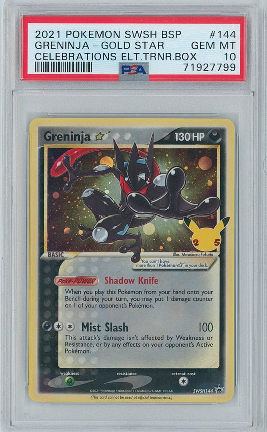 Pokémon Greninja Gold Star PSA 10 SWSH144 Promo