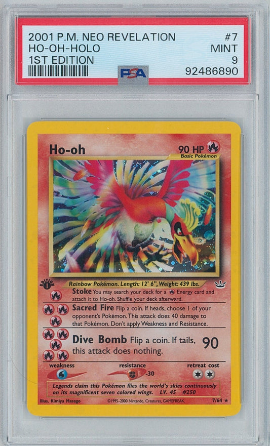 Pokémon Ho-oh PSA 9 1st Edition New Cert Holo Neo Discovery