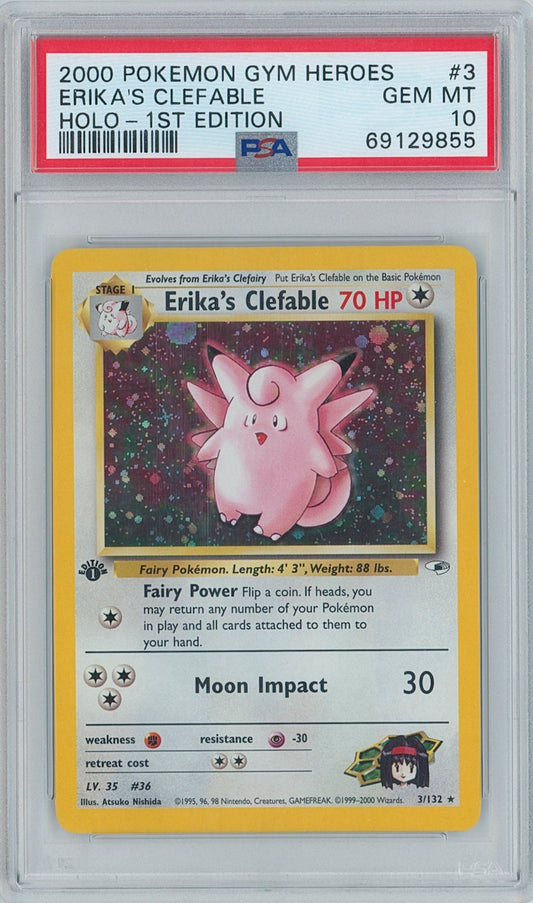 Pokémon Erika's Clefable PSA 10 1st Edition Gym Heroes