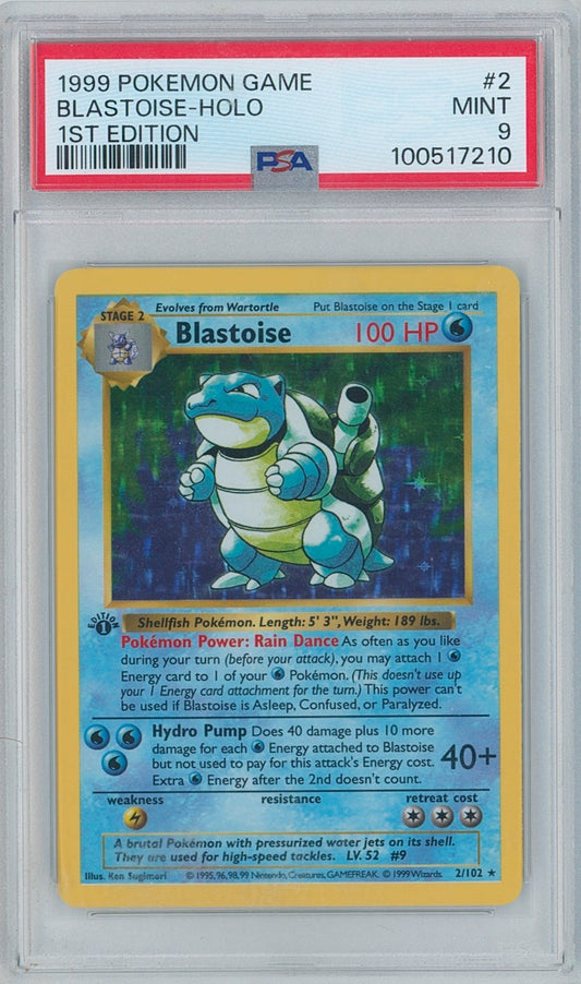 Pokémon Blastoise PSA 9 1st Edition Thick Stamp New Cert Base Set