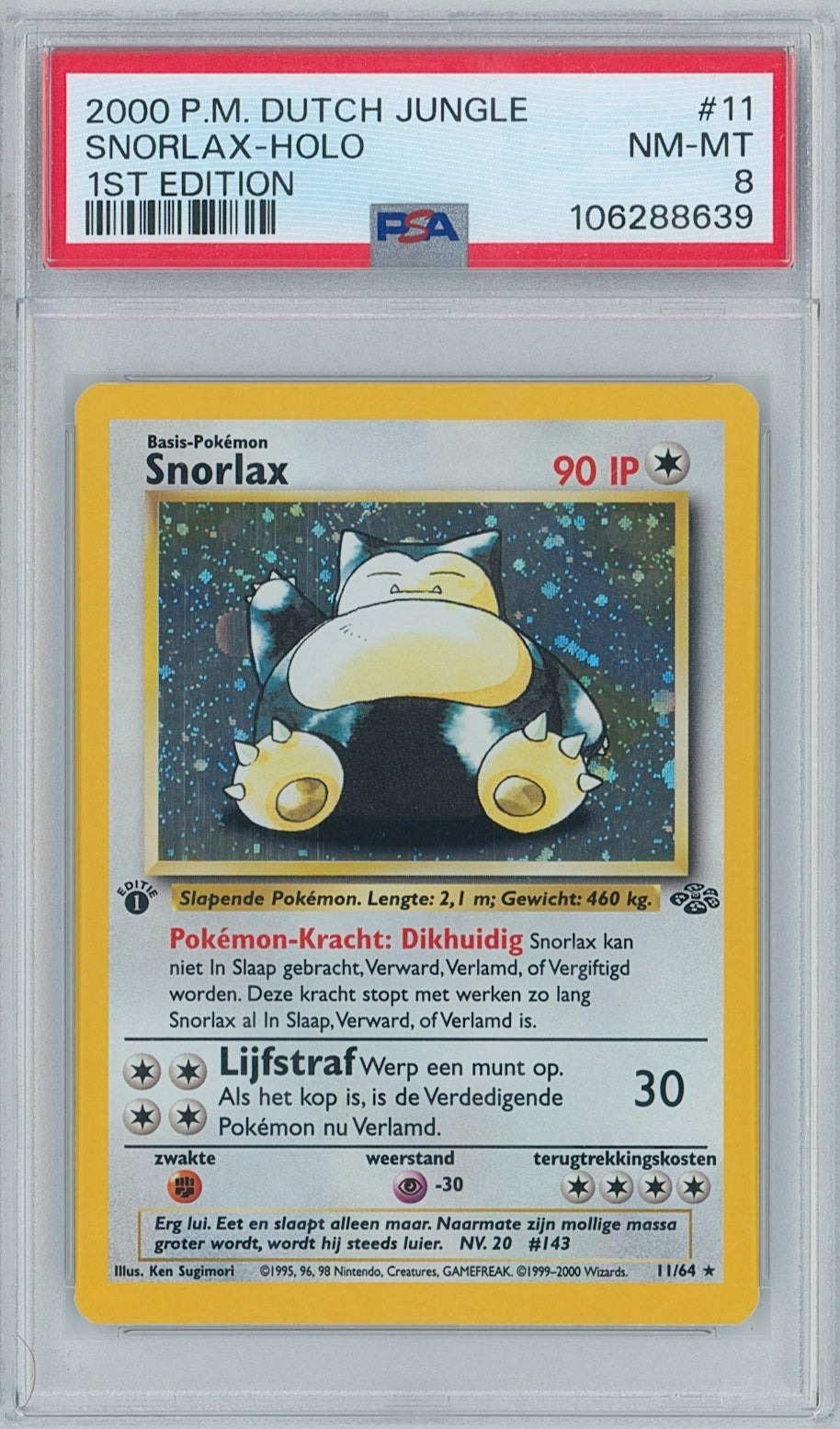 Pokemon Dutch Snorlax PSA 8 1st Edition