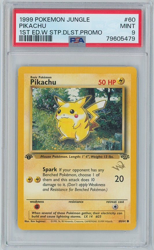 Pokémon Pikachu PSA 9 1st Edition Jungle Wizards Promo Stamp