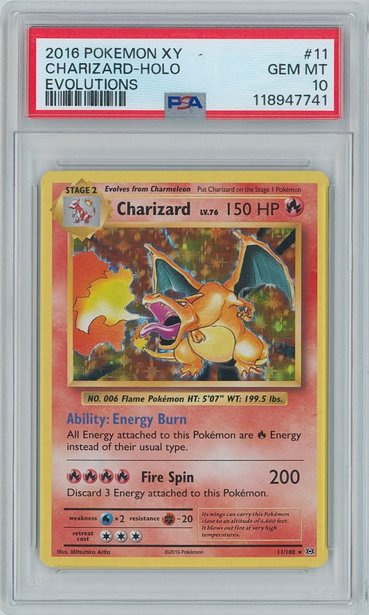 Pokémon Charizard PSA 10 Evolutions New Cert