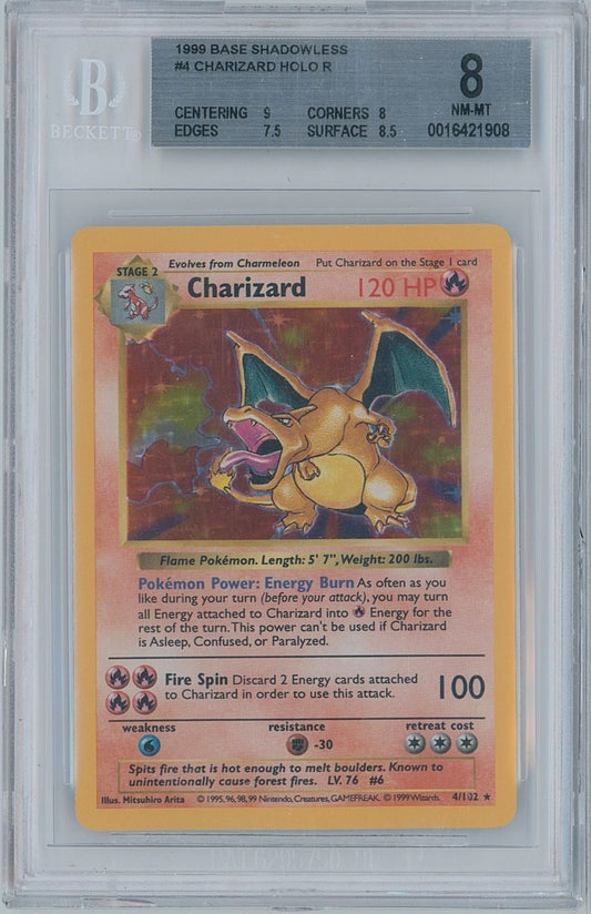 Pokémon Charizard Beckett 8 Base Set Shadowless