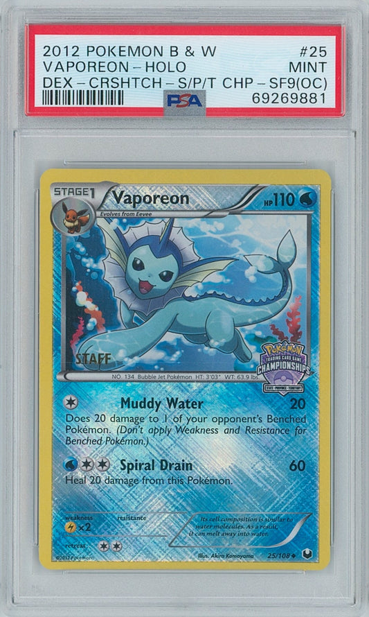 Pokémon Vaporeon PSA 9 (OC) State Championship S/P/T Staff