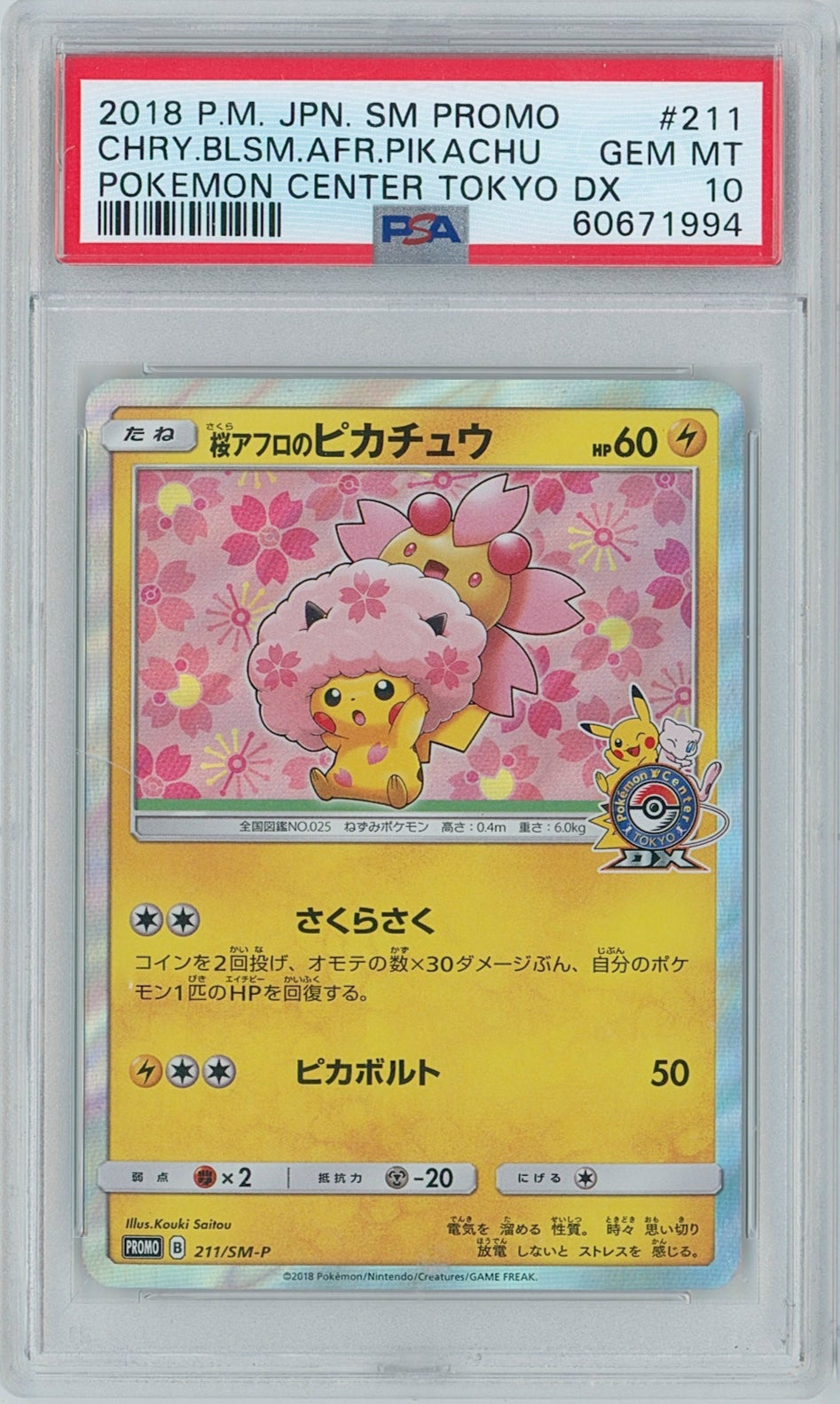 Pokémon Cherry Blossom Afro Pikachu PSA 10 Japanese Pokémon Center Tokyo