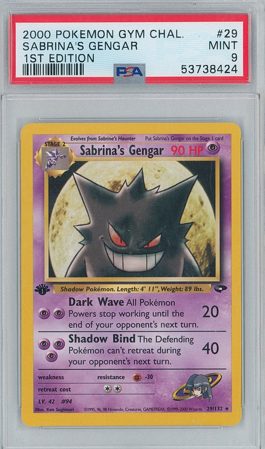 Pokémon Sabrina's Gengar PSA 9 1st Edition Gym Challenge