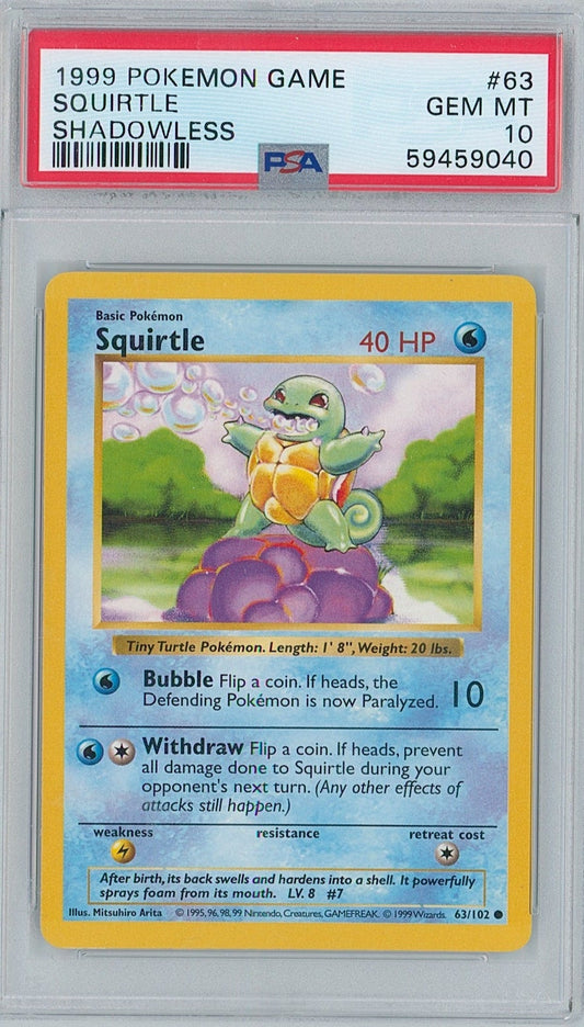 Pokémon Squirtle PSA 10 Base Set Shadowless