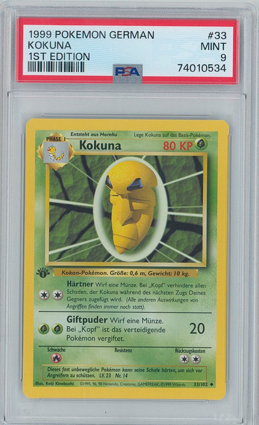 Pokémon German Kokuna PSA 9 1st Edition Base Set