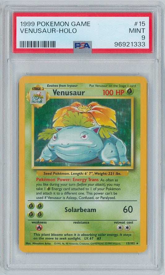 Pokémon Venusaur PSA 9 Base Set Holo New Cert