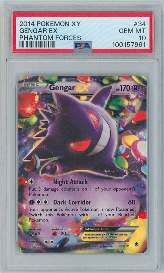 Pokémon Gengar EX  PSA 10 Phantom Forces New Cert