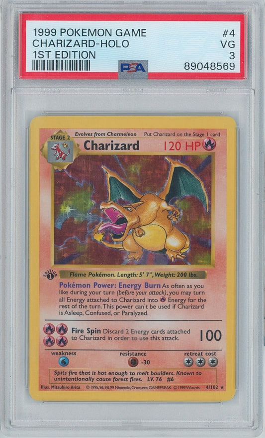 Pokémon Charizard PSA 3 1st Edition Thick Stamp New Cert Base Set