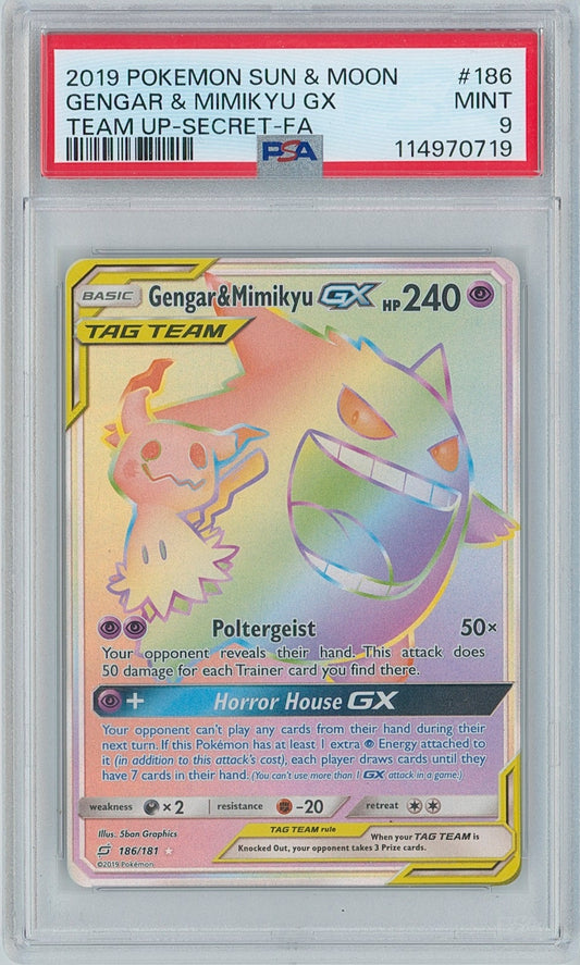 Pokémon Gengar & Mimikyu GX PSA 9 Team Up New Cert