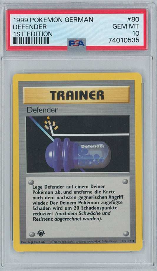 Pokémon German Defender PSA 10 1st Edition Base Set