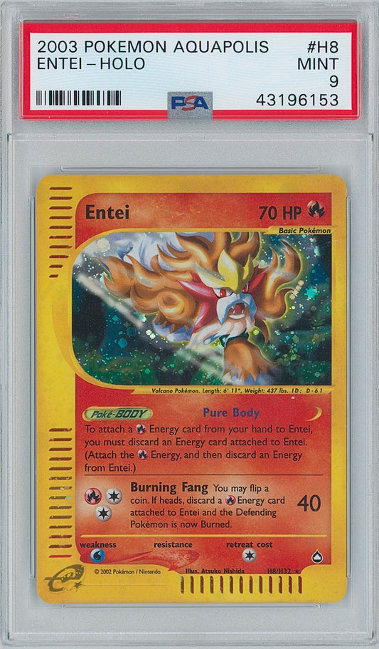 Pokémon Entei PSA 9 Holo Aquapolis