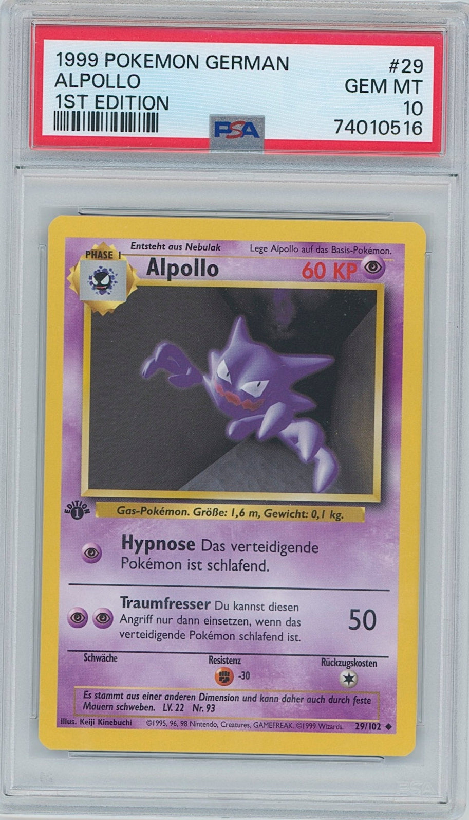 Pokémon German Haunter PSA 10 1st Edition Base Set – Blazing Cards