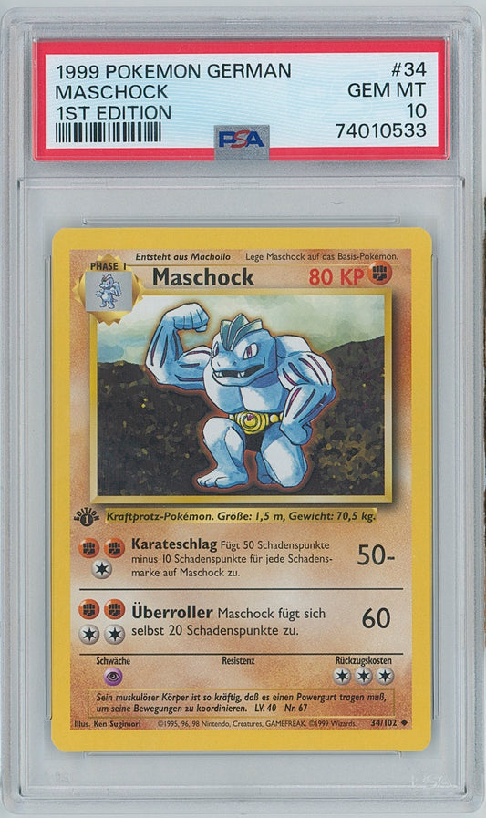 Pokémon German Machoke PSA 10 1st Edition Base Set