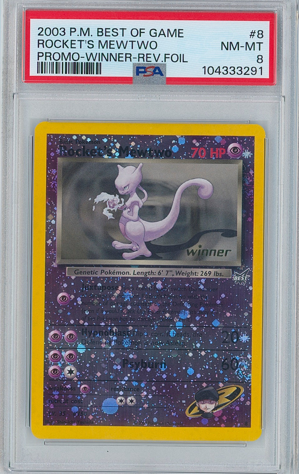 Pokmon Rocket's Mewtwo PSA 8 Winner Best of Game Blazing Cards Pokmon Rocket's Mewtwo PSA 8 Winner Best of Game Blazing Cards