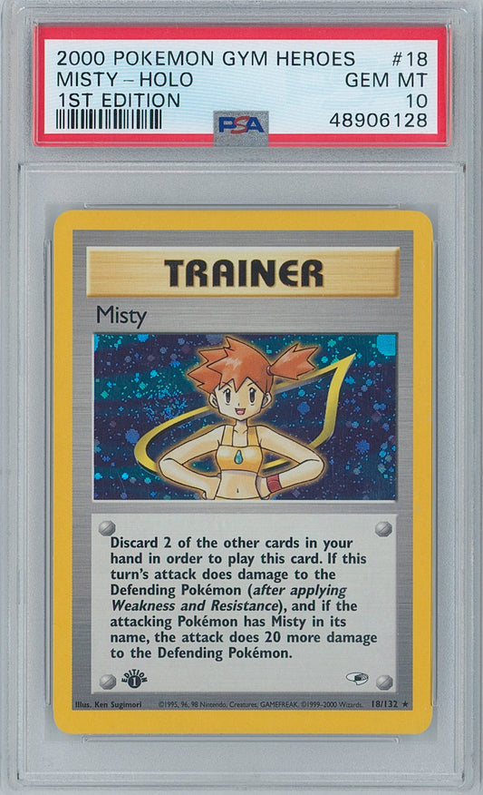 Pokémon Misty PSA 10 1st Edition Holo Gym Heroes (Swirl)