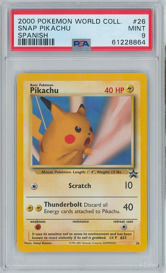 Pokémon Spanish Snap Pikachu PSA 9 2000 World Collection Promo