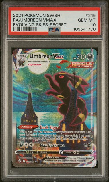 evolving skies rare cards Pokémon Umbreon Vmax PSA 10 Evolving Skies – Blazing Cards