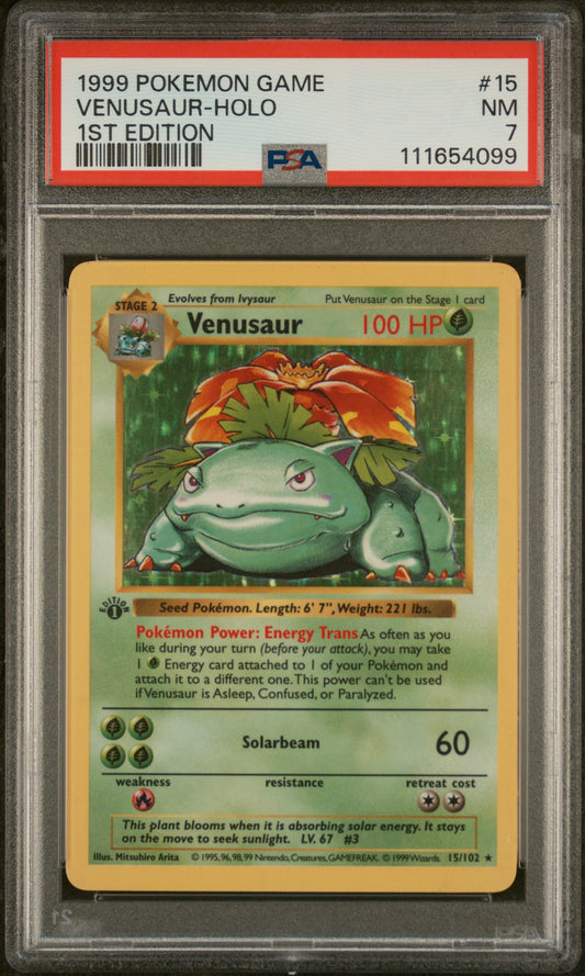 Pokémon Venusaur PSA 7 1st Edition Base Set Thick Stamp New Cert