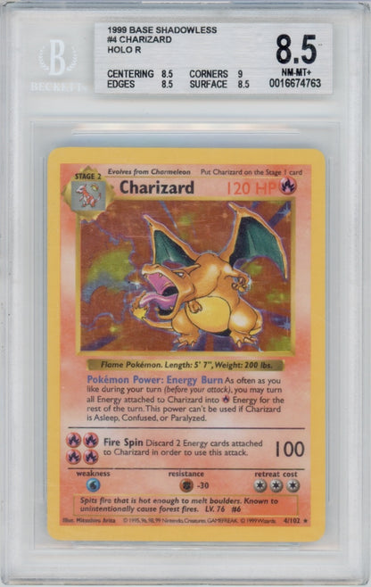 Pokemon Charizard BGS 8.5 Shadowless Base Set *POP 341*