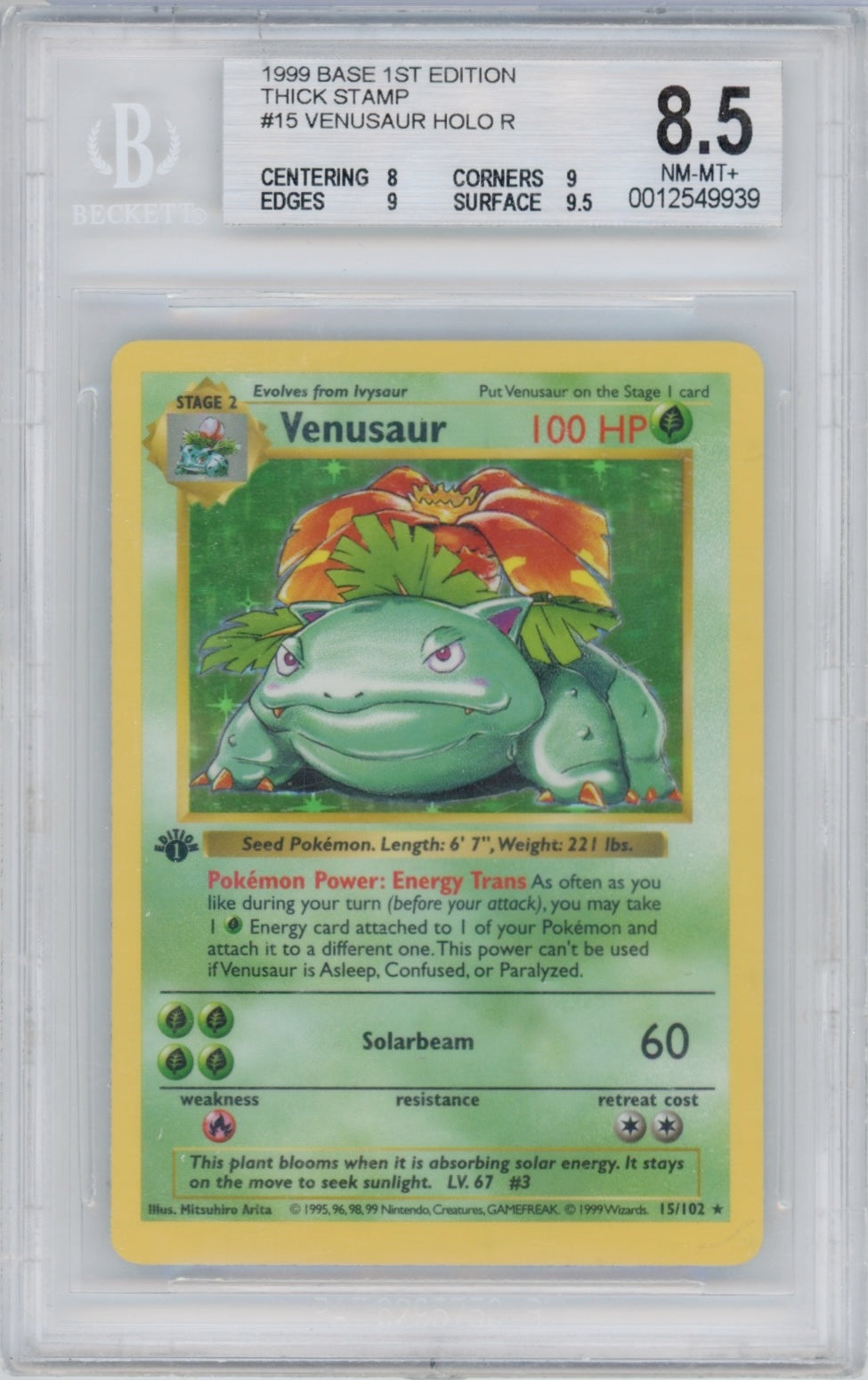 Pokemon Venusaur BGS 8.5 1st Base Set *POP 42*