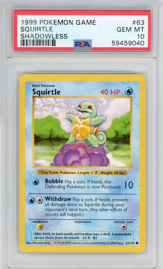 Pokemon Squirtle PSA 10 Shadowless Base Set POP *726*