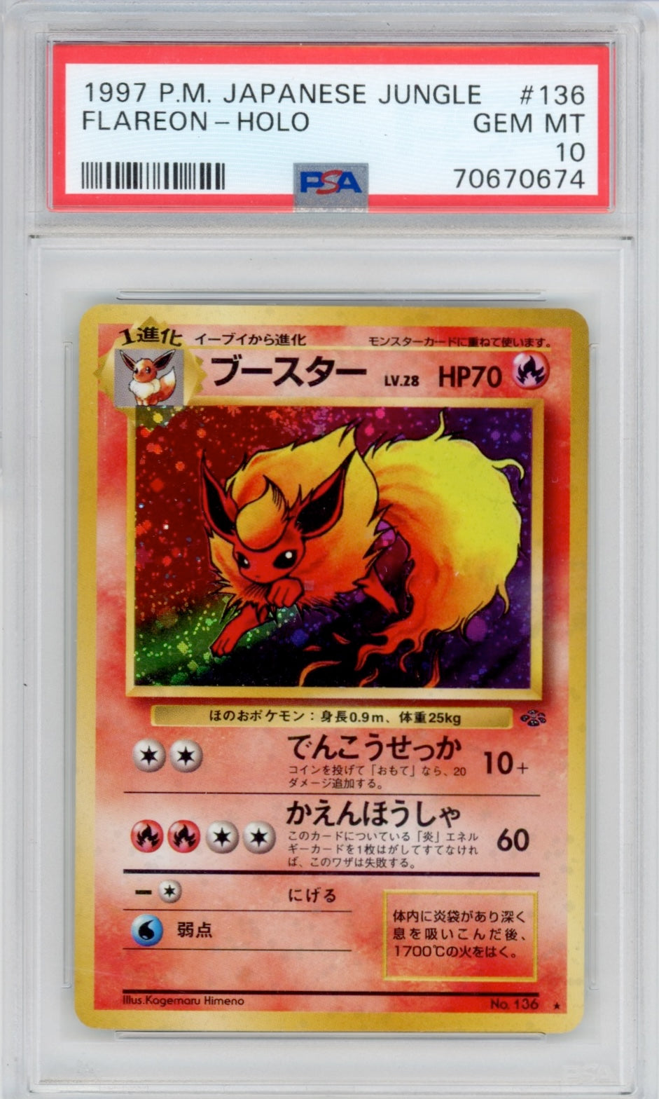 Pokemon Flareon PSA 10 Japanese Jungle POP *653*