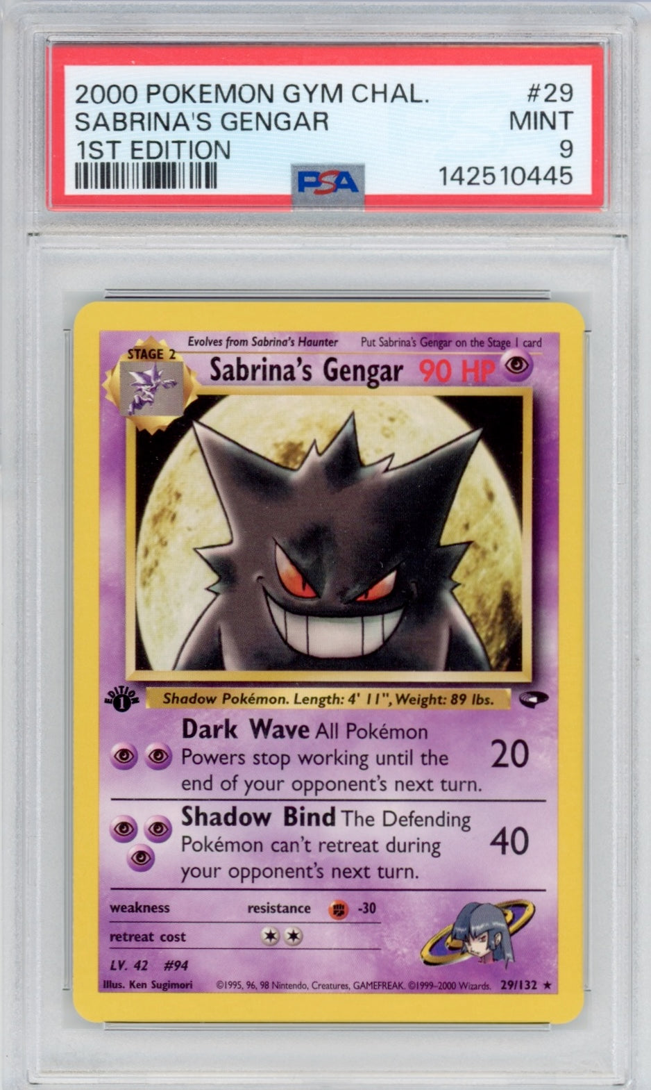 Pokemon Sabrina's Gengar PSA 9 1st Gym Challenge POP *643*